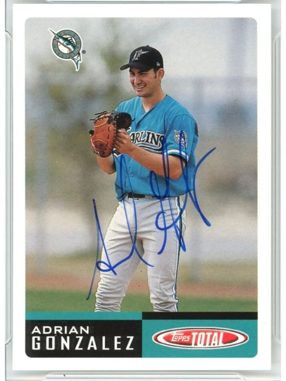 Adrian Gonzalez Signed 2002 Topps Total #47 Marlins Baseball Card Autograph BAS